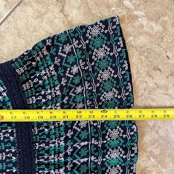 Maeve Anthropologie Embroidered Tank Top Blouse Womens Small Navy Green White - Picture 13 of 13